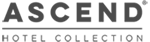 The image displays the logo for "Ascend Hotel Collection" with bold text and a line separating the words. logo on footer section.